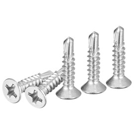 DTGN 25Pcs ST3.5x16mm Self Drilling Screws, 410 Stainless Steel Flat Head Phillips Sheet Metal Screw - Good for Wood to Metal, Furniture - Silver