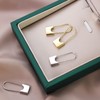 Sterling Silver Padlock Square Safety Pin Hoop Drop Cuff Earrings