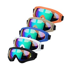 LJDJ Motorcycle Goggles - Glasses Set of 5 - Dirt Bike ATV Motocross Anti-UV Adjustable Riding Offroad Protective Combat Tactical Military Goggles for Men Women Kids Youth Adult