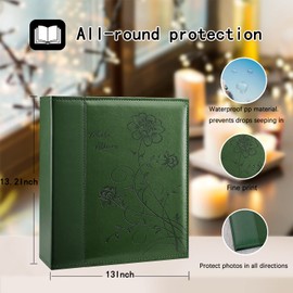 Artmag Photo Album 4x6 1000 Photos, Large Capacity Wedding Family Leather Cover Picture Albums Holds Horizontal and Vertical 4x6 Photos with Black Pages(Dark Green)