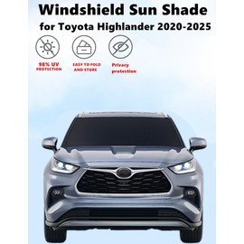 Windshield Sun Shade for Toyota Highlander 2020-2025 Sunshade 240T Reflective Fabric Double-Layer Design Front Window Blocks UV Rays and Heat Automotive Interior Protector Keep Your Car Cooler