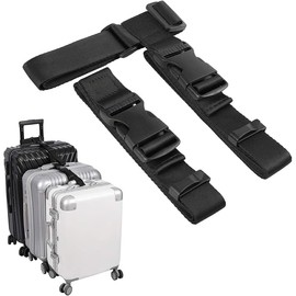 2 Pack Add a Bag Luggage Strap - Heavy Duty Adjustable Suitcase Belt Attachment - Travel Accessories for Connecting Your Luggage Together (Black)