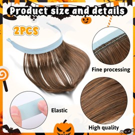 Suncalla 2 Pcs Mullet Wig Eyewear Retainer Funny Wig for Men Women 80s Costumes Fancy Party Accessory Cosplay(Light Brown)