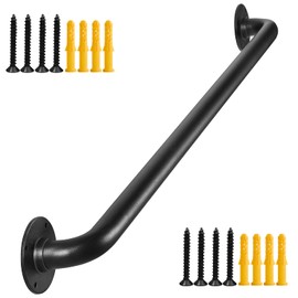 Purife 36 Inch Black No-Slip Pipe Hand Rails for Indoor Stairs, Metal Staircase Handrails- Industrial Wall Mount Handrail, Outdoor Deck Rail, Iron Banister, Safety Grab Bar for Elderly & Kids