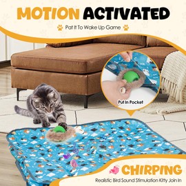 HXIAOBANN Cat Toys for Bored Indoor Adult Cats, 3rd Gen Interactive Cat Toy, Fast Rolling Ball in Play Mat, Cat Enrichment Toys for Indoor Cats, Hide and Seek Mouse Catching Game, Kitten Toys