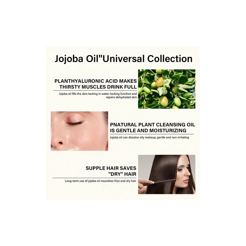 2pcs Aceite De Jojoba Puro Prensado En Fro Con Gotero