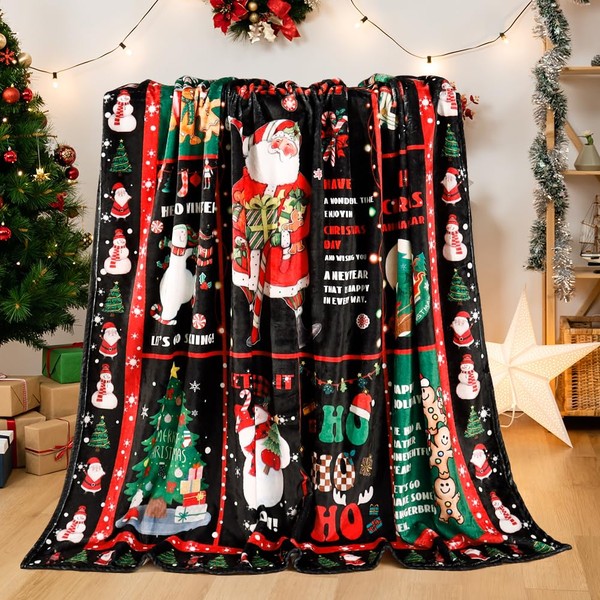 Christmas Throw Blanket Santa Snowman Bed Blanket Ulta Soft Flannel