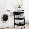 danpinera 3-Tier Rolling Cart, Utility Cart Mobile Metal Rolling Storage
