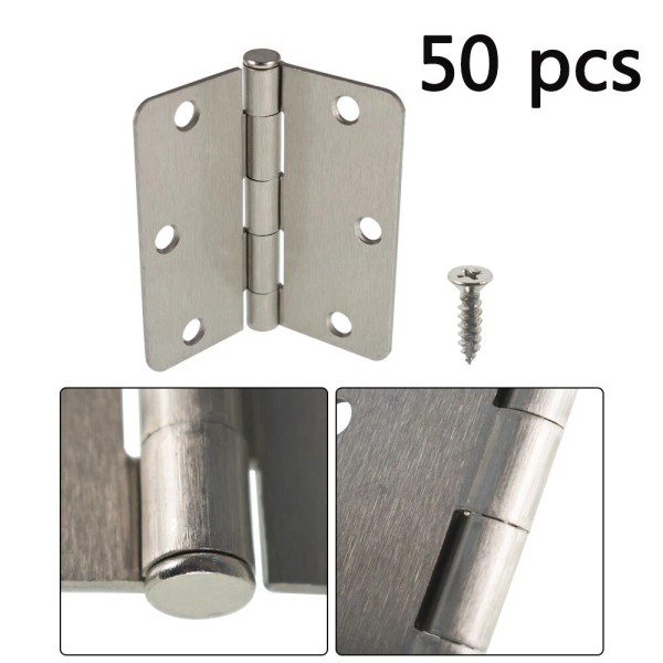 LABLT 50 Pack 3-1/2 Inch Precision Satin Nickel Door Hinges