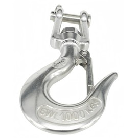 MAMDAFAON 3/8 Inch Chain Hook, 304 Stainless Steel Swivel Slip Hook Heavy Duty Lifting Hooks Clevis Swivel Hook Winch Trailer Safety Hook with Safety Latch (Capacity 1000KGS)