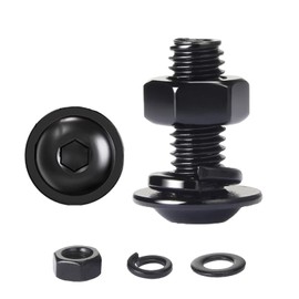 HAISHANG Pack of 10 M6 x 80 Screws, Rounded Head Screws, Hexagon Socket and Nuts Washers Assortment Kit, Stainless Steel A2 V2A Full Thread Black Oxide