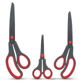 Magnificent Scissors- [Pack of 3] Fabric Scissors Teflon Coated Stainless Steel Heavy Duty Scissors with TRP Soft Grip Handles- Craft Scissors for Fabric Crafting Sewing Home Kitchen School Office