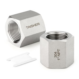 TAISHER 2PCS Forging of 304 Stainless Steel Pipe Fitting, Full Hex Coupling, 1" NPT Female x 1" NPT Female Adapter