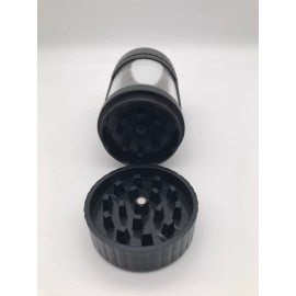 Glow jar BLACK Manual Spice Herb Grinder with Light-Up Storage Jar / Magnifying Lid USB