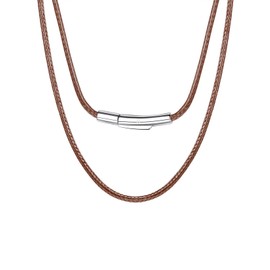 Long Necklace Chain Men 30 Inch Mens Wax Bradied Rope Leather Jewellery Mens Waterproof Leather Necklace