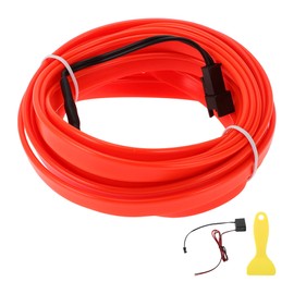 A ABSOPRO 4m EL Wire Cable LED Glow String Light Car Interior Lighting Strip Flexible Neon Light for Car Decoration Wiring Driver(12v) Red