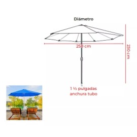 Macoll Sombrilla Jardin Plegable Con Manivela 2.5m Diametro Aoking