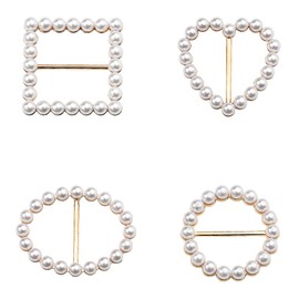 Scarf Ring Clip for Women Female T Shirt Ties Rings for Women Pearl Cinch Clips Shirt Clips for Women Clothes Corner Knotted Button for Womens Silk Scarf Buckle Ring 4 PCS Scarves Clasps