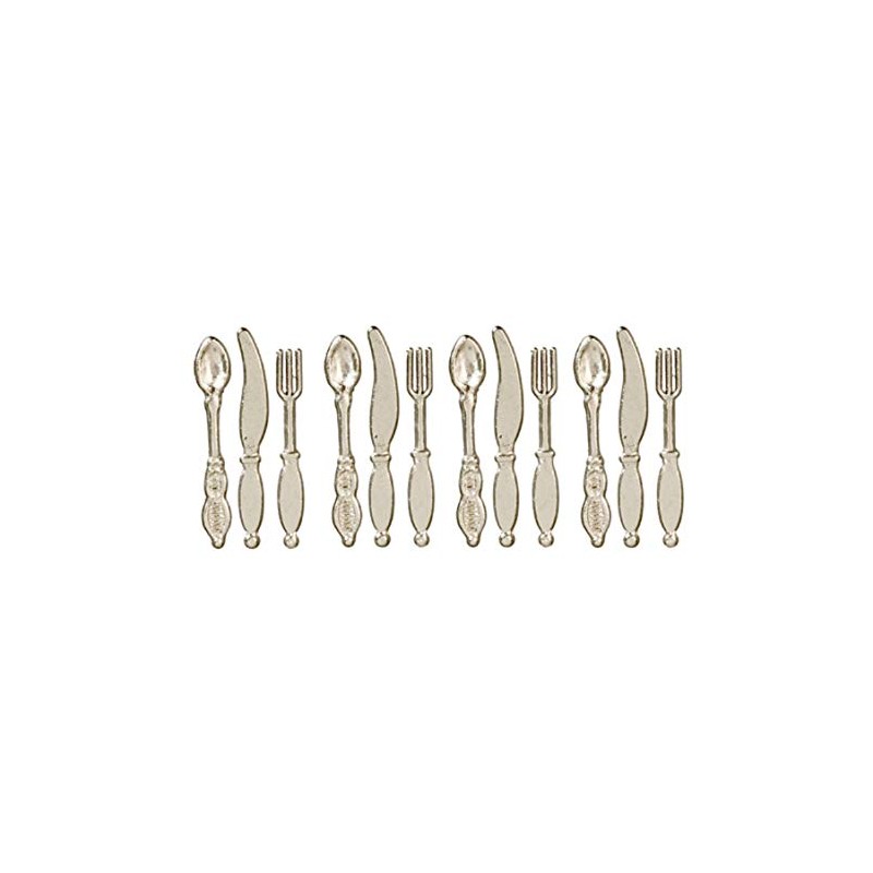 Melody Jane Dolls House Silver Cutlery Set Miniature Metal Kitchen