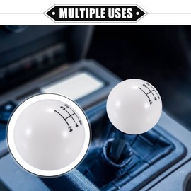 X AUTOHAUX Car Manual 4 Speed Ball Gear Shift Knob Kit, Round Short Throw Shifter Universal for Manual Transmission Vehicles Durable Acrylic White with Adapter