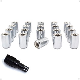 Wheel Accessories Parts 20 Pcs 12mm 1.25 12x1.25 Thread Car Tuner 1.26" Long Lug Nut Chrome Tuner Fits Most Subaru Pass Cars | Nissan Pass Cars with Aftermarket Wheels