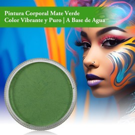 12 Colores Pigmento de Pintura Corporal Mate Profesional 30g Patrones Vívidos a Base de Agua para Maquillaje de Color de Cara de Escenario (Verde claro)
