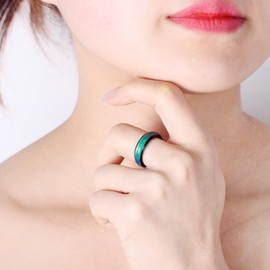 Oneress Heat Sensitive Rainbow Mood Ring, 6mm Stainless Steel Wedding Band, Simple Classic Gift for Women, Best Friend Jewelry Y1854 Black 9