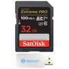 SanDisk 32GB SDHC SD Extreme Pro Memory Card Works with Canon EOS R, RP, M, M10 Mirrorless Camera Class 10 UHS-I (SDSDXXO-032G-GN4IN) Bundle with (1) Everything But Stromboli Multi Slot Card Reader