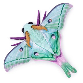 FRANKIEZHOU Realistic Luna Moth Plush Animal - Green 9.8 Inch, Long-Tailed Silk Moth Stuffed Toy, Soft Cuddle Toy for Girls, Kids, Baby Gift, Home Decor