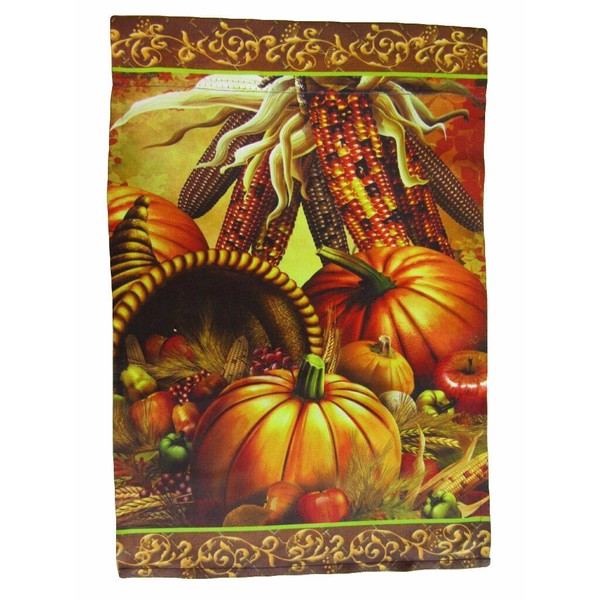 RFCO 12x18 12"x18" Happy Thanksgiving Cornucopia Vertical Sleeve Flag Garden