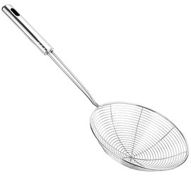 Stainless Steel Slotted Spoon, Spider Web Ladle Stainless Steel Strainer Strainer Professional for Water or Oil, Metal Skimmer for Cooking, Handle High Heat Resistance, 16 cm