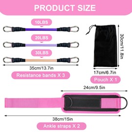 Resistance Bands Set with Ankle Strap, LIUCONGBD Ankle Weights Bands for Women, Glutes and Legs Exercise Equipment for Gym Home Workout Pilates Hip Fitness Training (Pink)