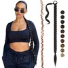 FESHFEN Long Braided Ponytail Extensions with Hair Tie, 26 inch
