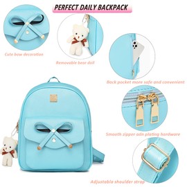 MACCINELO Cute PU leather 3pcs set backpack mini purse shoulder bag for women girls Rucksack for Ladies Shoulder Bag over 5 years old