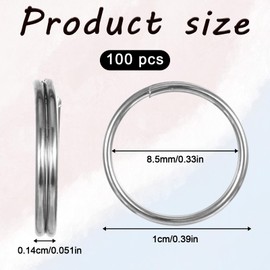 Aeaocvo Pack of 100 Key Rings Silver 10 mm Split Rings Stainless Steel Jewellery Small Rings Jump Rings for Necklaces Bracelets DIY Ornaments