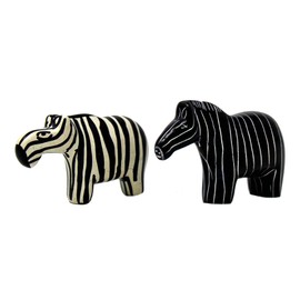 Global Crafts Handmade Zebra Soapstone Statues, Made in Kenya, Set of 2 (KSAZEB-K2)