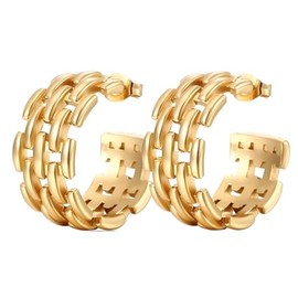 Lorram - Geometric Gold Tone Hoop Earrings