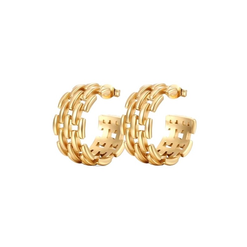 Lorram - Geometric Gold Tone Hoop Earrings
