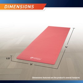 Circuit Fitness by Marcy 1/4-inch (6mm) Non Slip Multi-Purpose Exercise Yoga Mat with Carrying Strap - Coral Pink