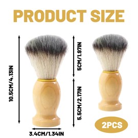 Shaving Brush, 2 Pack Wooden Handle Shaving Brushes for Men, Barber Brush for Wet Shaving with Cream and Soap, Shave Brush for Daily Grooming and Professional Use, 10.5x3.4 Cm