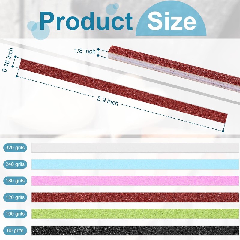 Honoson 60 Pcs Sanding Sticks for Plastic Models Set Include