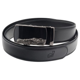 QHA Mens Designer Crocodile Automatic Ratchet Belt Buckle Q29 Black 38"-44"
