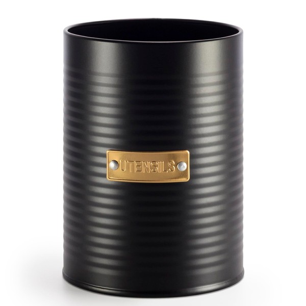 EHC Utensil Organiser Storage Pot Jar, Matte Black, 1L, 15 (H) x 11 (Dia.) cm