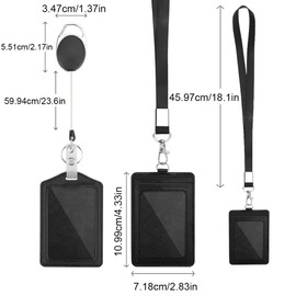 WJI 2-piece ID card holder with strap, ID cover, durable and lightweight, suitable for office and school, suitable for workers