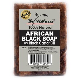By Natures 100% Natural African Black Soap With Black Castor Oil 6.0 Oz (Pack of 1)