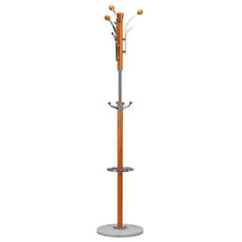 Cortesi Home Alpine Light Chrome and Natural Wood Coat Rack, Light Marble