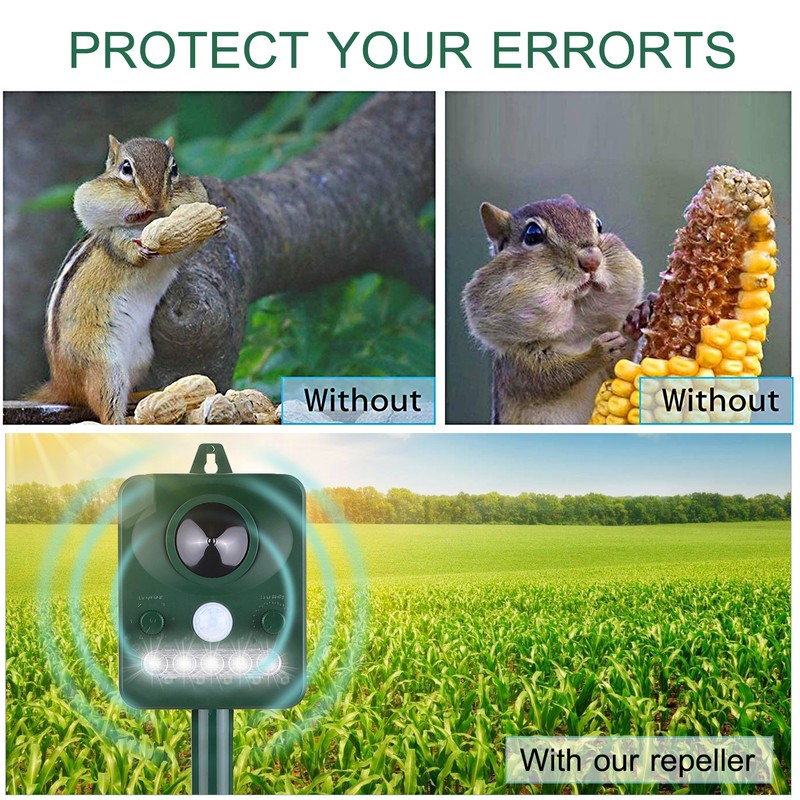 Solar Ultrasonic Pest Repeller Outdoor Animal Repeller with Ultrasonic Sound
