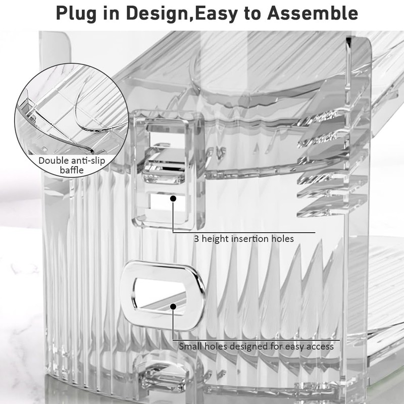 12 Pack Clear Shoe Slots Organizer - Adjustable Height 3.7''to