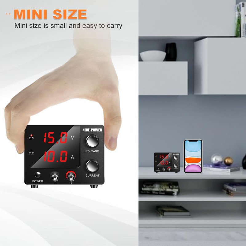 NICE-POWER DC Power Supply Variable 0~30V 0~10A, 3-Digits LED Display