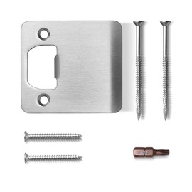 MOSECYOU Extended Lip Strike Plate 2-1/2" x 2-1/4", Heavy Duty Version, Oversized Extra Wide Lip Door Latch Striker with Reinforced Torx/Star Screws & Bit(Satin Nickel, 1 Pack)